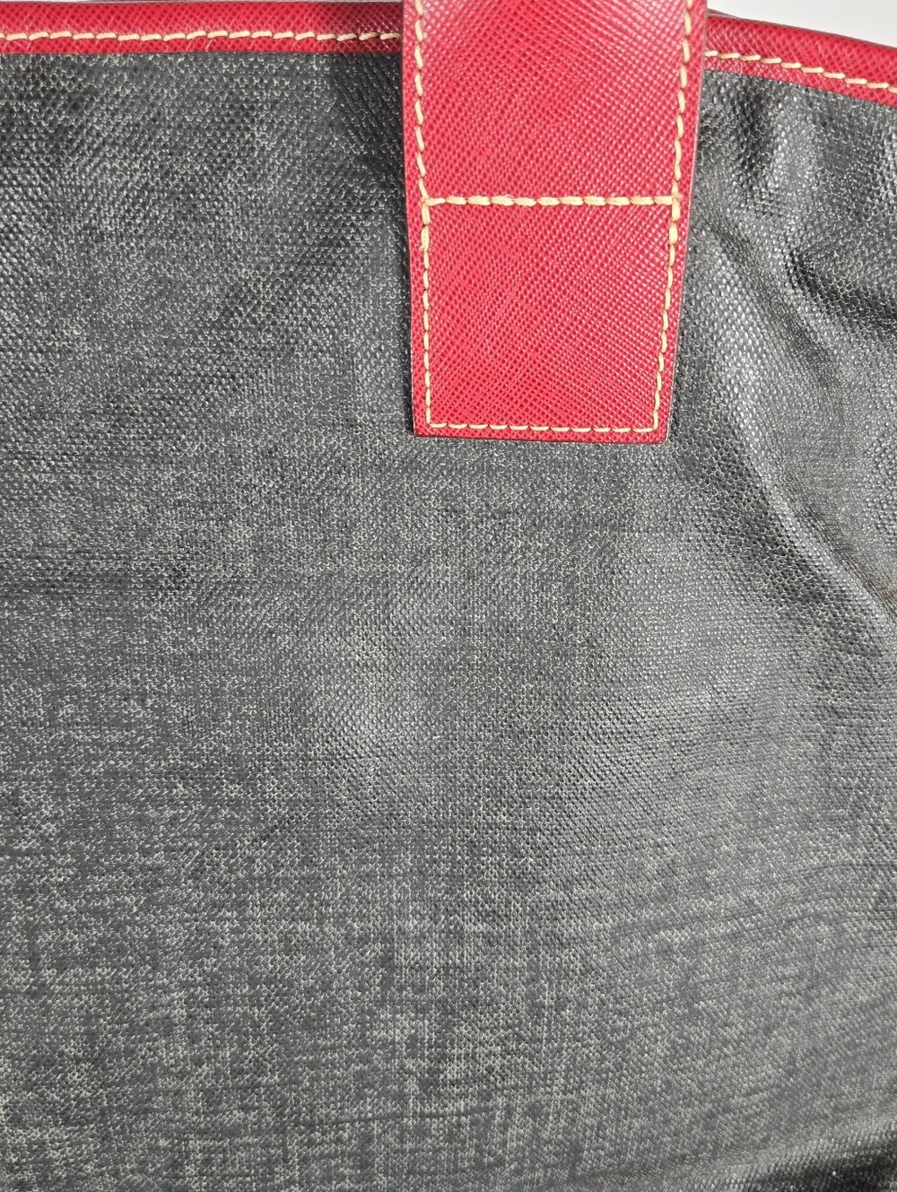 Dooney & Bourke Black Canvas Tote with Red Trim and Handles - Picture 9 of 13
